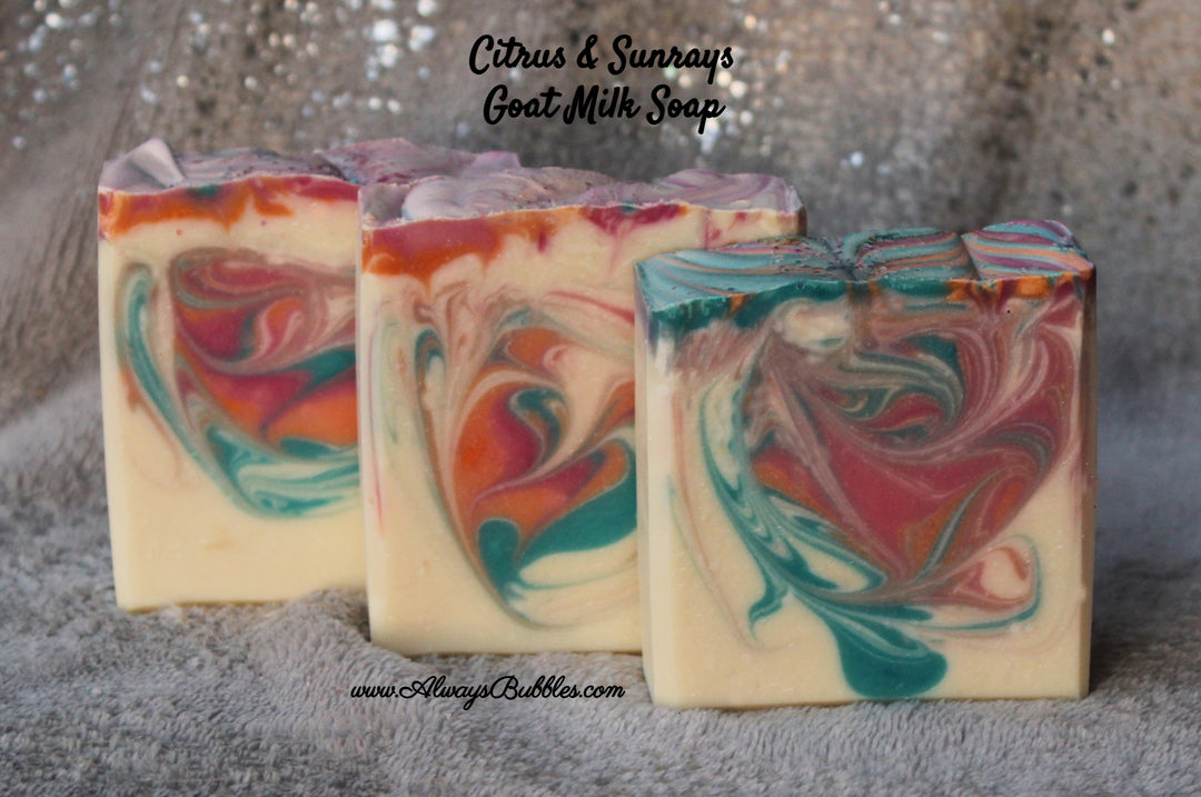 Citrus & Sunrays Goat Milk Soap by Always Bubbles – Bright Citrus Scent with Moisturizing Goat Milk
