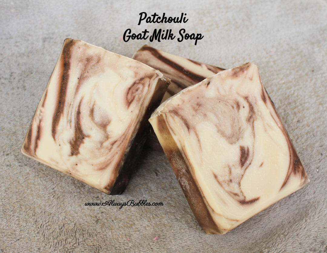 Patchouli Goat Milk Soap by Always Bubbles – Pure Patchouli Essential Oil with Moisturizing Goat Milk for Soft, Nourished Skin.
