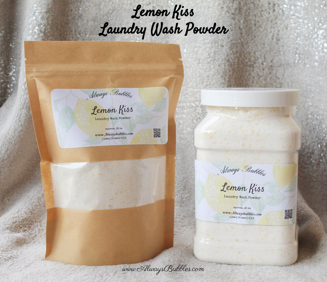 Handmade Lemon Kiss laundry soap powder – fresh lemon scented natural detergent by Always Bubbles